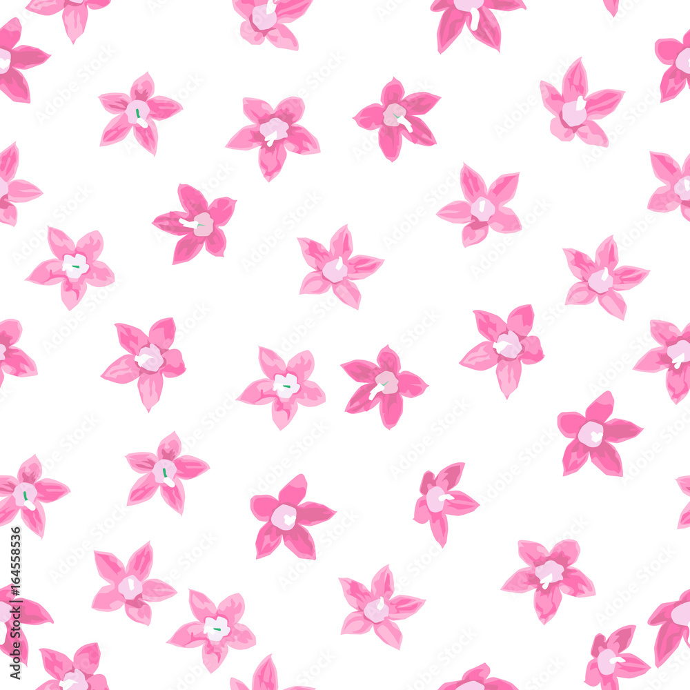 Egyptian star cluster flower. Pink flower design for seamless, pattern and background. Vector illustration.