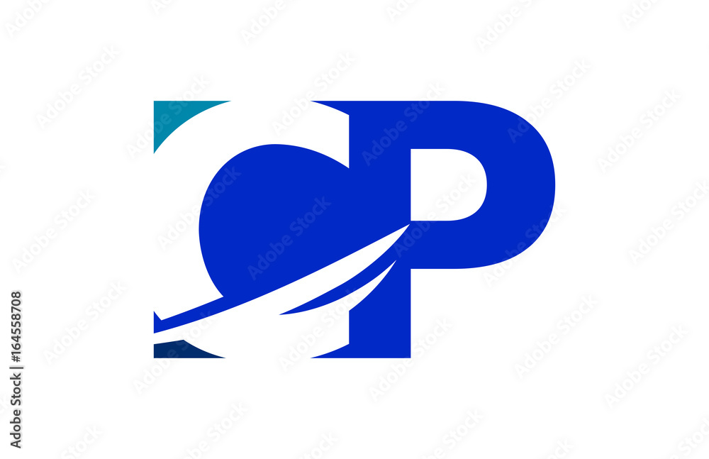 CP Negative Space Square Swoosh Letter Logo CP Negative Space Square Swoosh Letter Logo