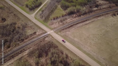 Flying over the prairie roads