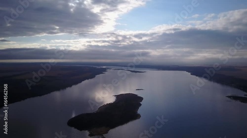 Flying over a the lake