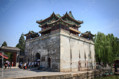 Monumental gate in the Summer Palace park in Beijing