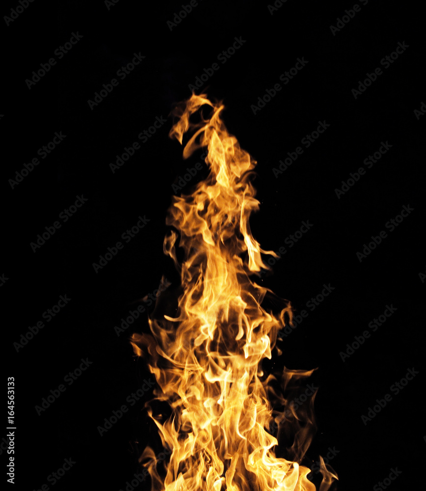 Fototapeta premium Fire yellow isolated at black 8