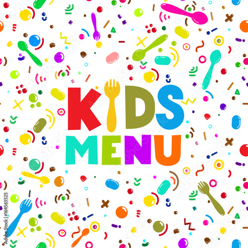 Kids Menu banner design. Vector illustration. Isolated on white background. For your design.