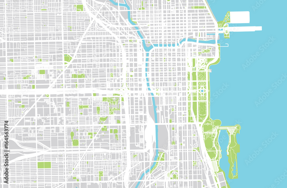 Obraz premium Wektor mapa miasta Chicago,