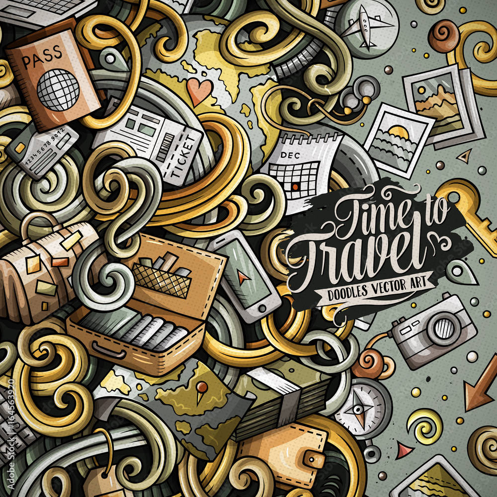 Cartoon cute doodles Travel frame design