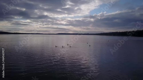 Flying over a the lake