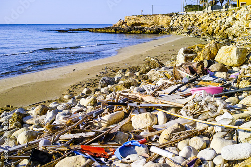Photography Great environmental and ecological problem, waste and rubbish in world ocean wat
