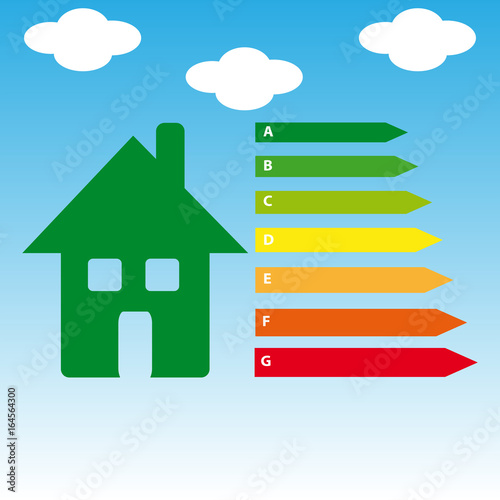 Energy efficience label isolated on blue background. Vector illustartion