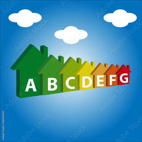 Energy efficience label isolated on blue background. Vector illustartion