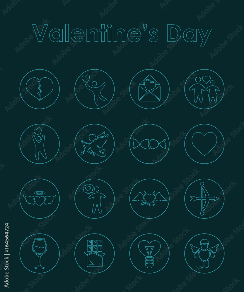 Set of Valentine's Day simple icons Set of Valentine's Day simple icons