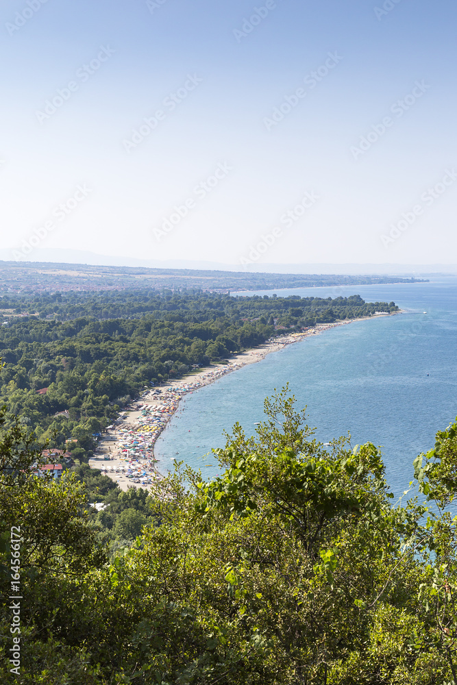 beach and coastline near Platamon, view from the Castle, Greece, Europe beach and coastline near Platamon, view from the Castle, Greece, Europe
