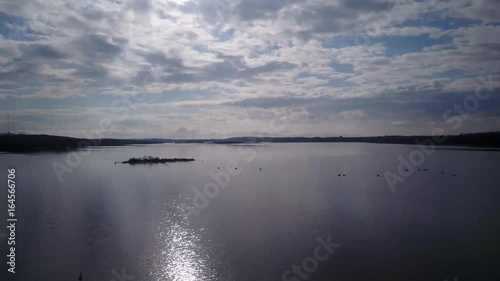 Flying over a the lake