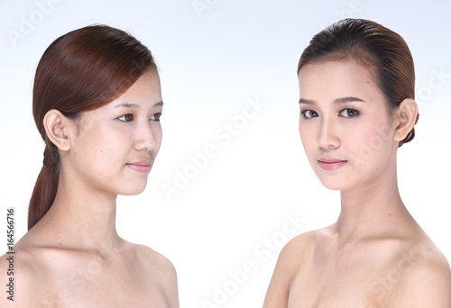 Asian Woman after make up hair style. no retouch, fresh face wit