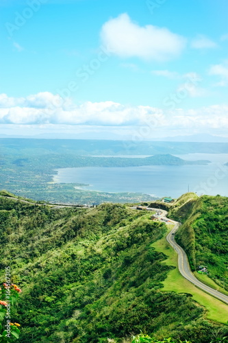 Taal crater lake seen from the slopes of the highly active taal volcano tagaytay in the Philippines, Mountain park tagaytay.
