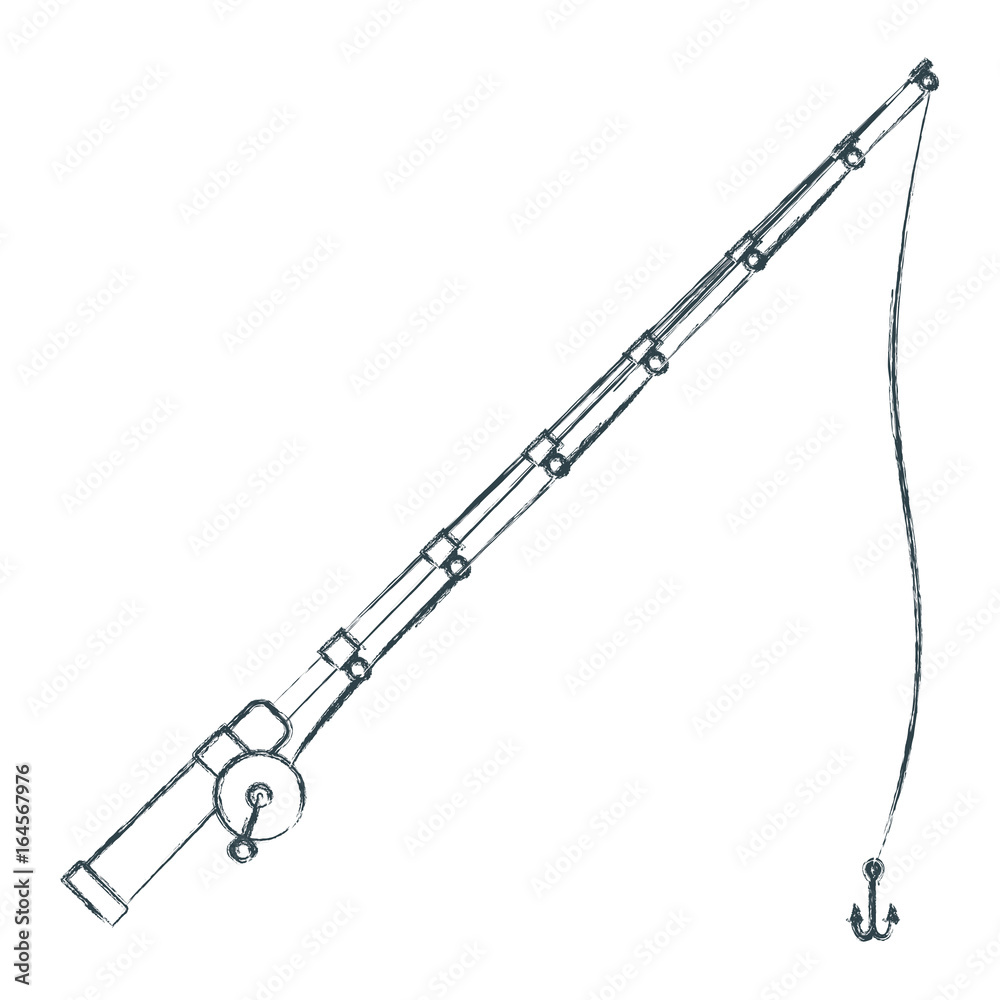 blurred blue dark silhouette of fishing rod with nylon reel in movement vector illustration blurred blue dark silhouette of fishing rod with nylon reel in movement vector illustration