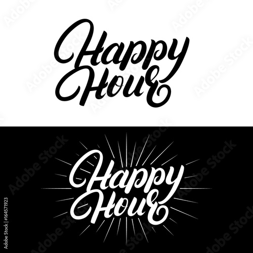 Canvas-taulu Happy hour hand written lettering.