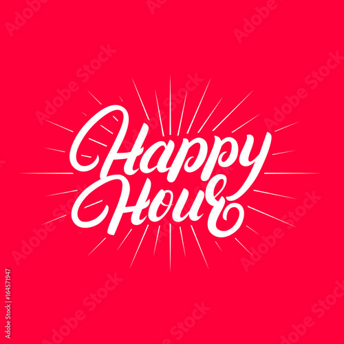 Happy hour hand written lettering.