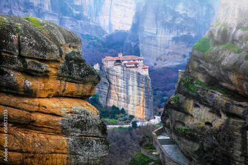Landmarks of Greece - unique Meteora with hanging monasteries over rocks