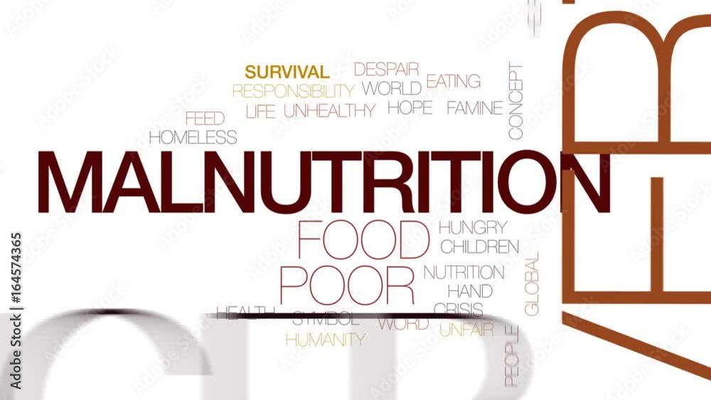 Malnutrition animated word cloud, text design animation. Kinetic ...