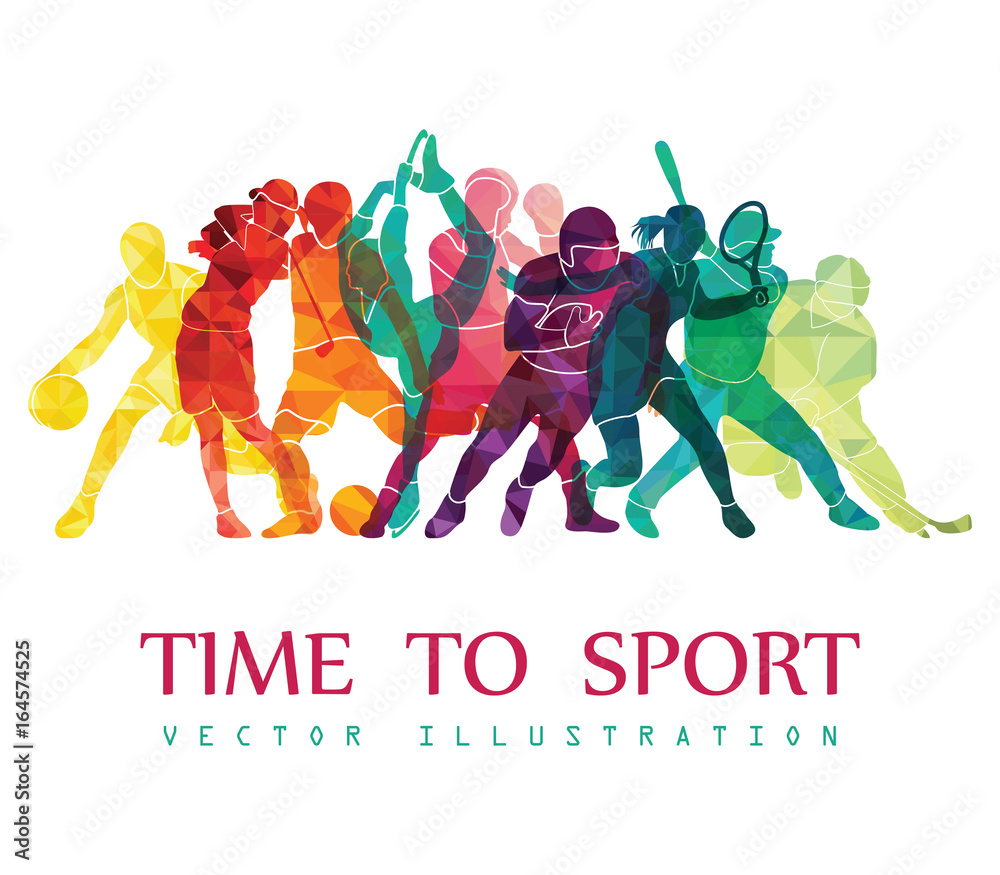Color sport background. Football, basketball, hockey, box, golf, tennis.  Vector illustration Stock Vector | Adobe Stock