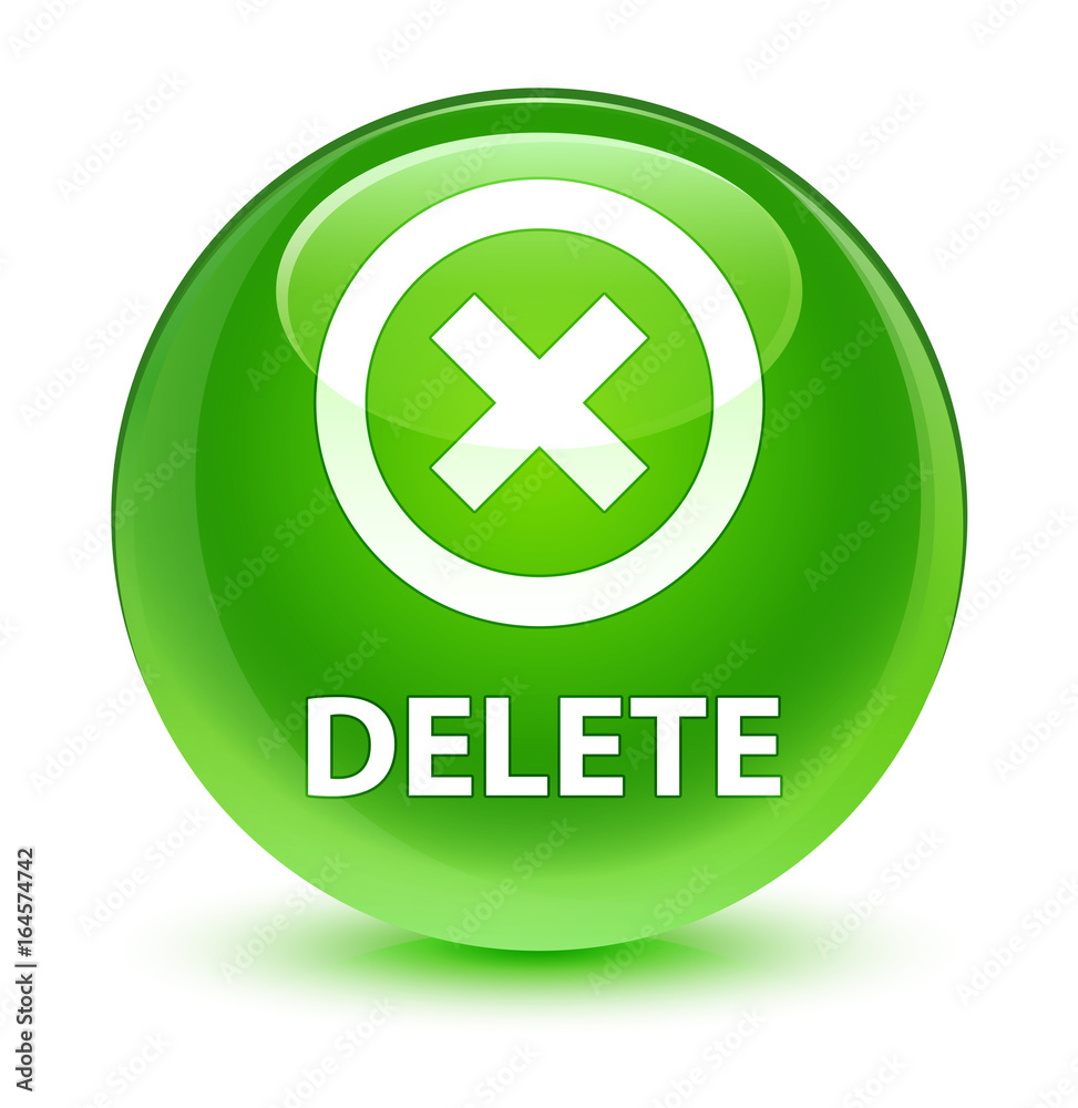 Delete glassy green round button Delete glassy green round button