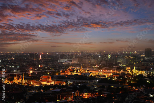 Thai art cityscape at blue hour aftersunset ,Bankok Thailand
