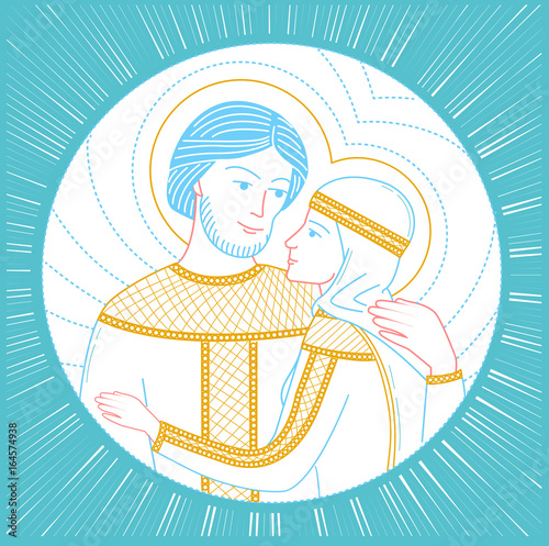 Icon of love. saint Peter and Fevronia Muromskie, slovyane in Russia. Icon in the linear style