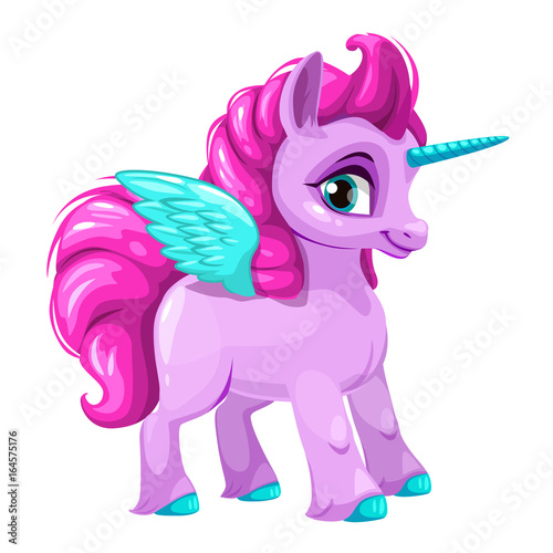 Cute cartoon pegasus icon.
