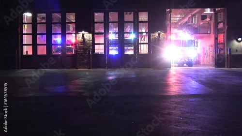 Three Emergency Vehicles Leaving To Fight Fire