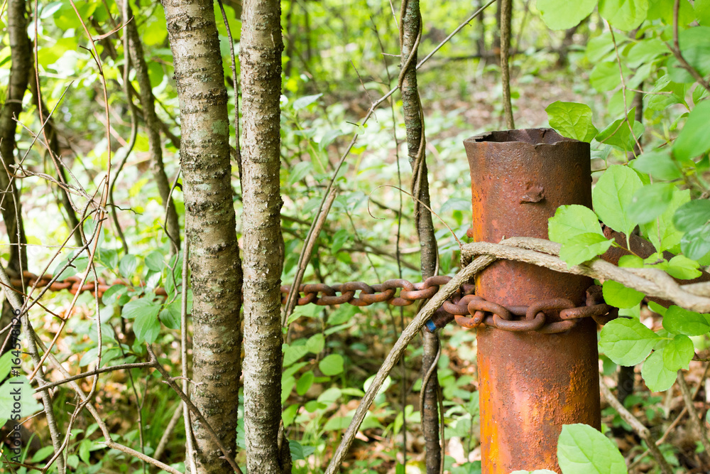 Rusted pipe & chain