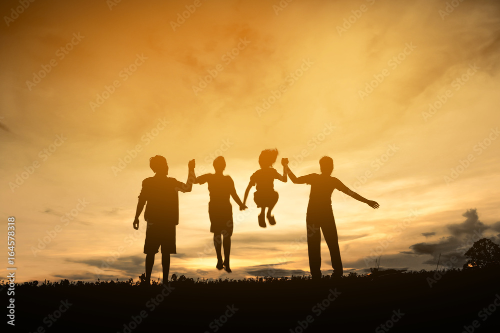 Silhouette family friendship happy, Concept family. Silhouette family friendship happy, Concept family.