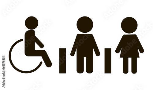 Vector image of disabled person, Male, female toilet