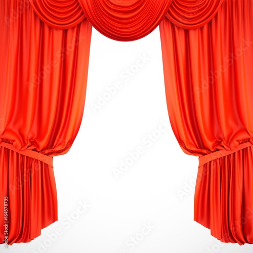 3D rendering red stage curtain on white background