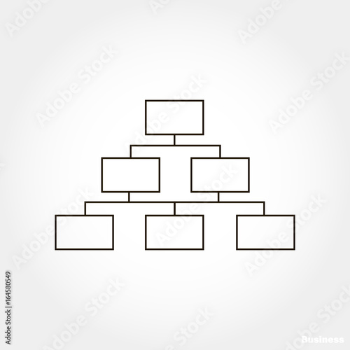 Vectorial image of a tree structure of elements. Black scheme on white background.