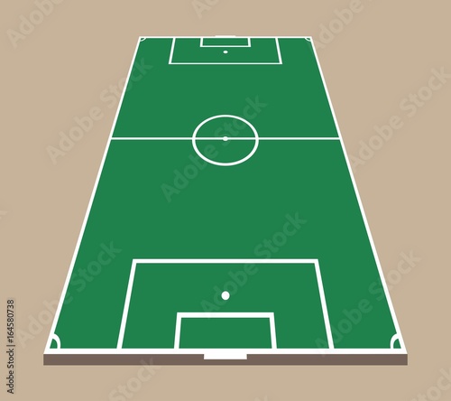 Top and back view of soccer field. Green flat football field mockup. 3d soccer field vector
