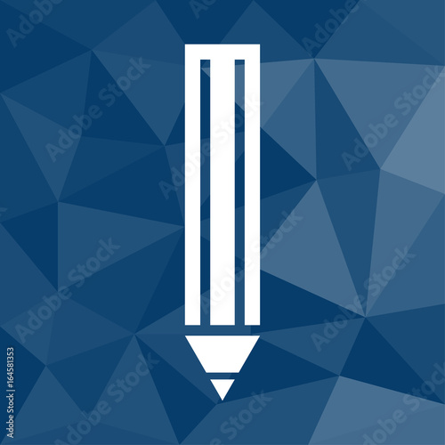 Bleistift - Icon mit geometrischem Hintergrund blau