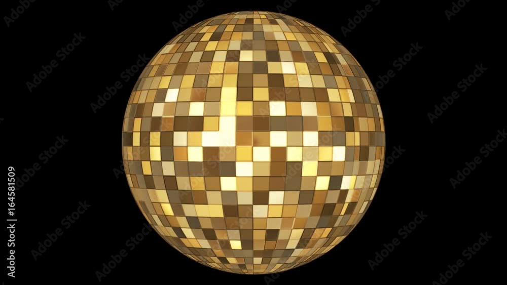 Twinkling Hi-Tech Squares Spinning Globe, Golden, Corporate, Alpha Matte, Loopable, 4K