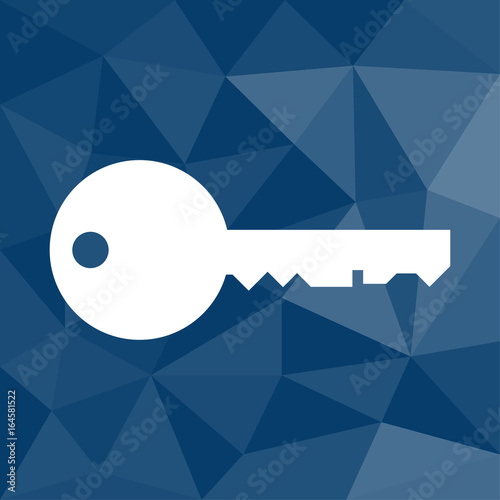 Schlüssel - Sicherung - Icon mit geometrischem Hintergrund blau