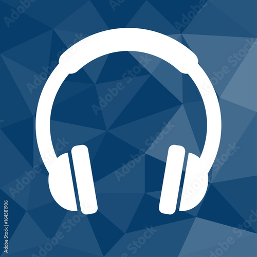 Headset - Icon mit geometrischem Hintergrund blau
