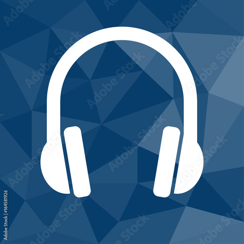 Kopfhörer - Icon mit geometrischem Hintergrund blau