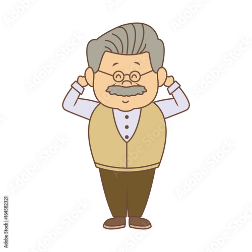 portrait happy grandfather man family person