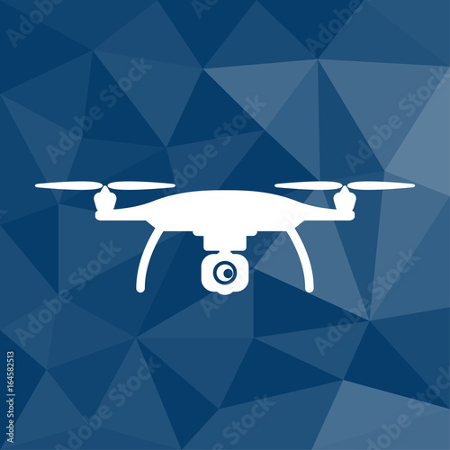 Quadrocopter - Icon mit geometrischem Hintergrund blau