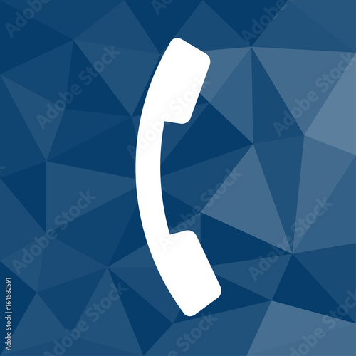 Telefon - Kundenservice - Icon mit geometrischem Hintergrund blau