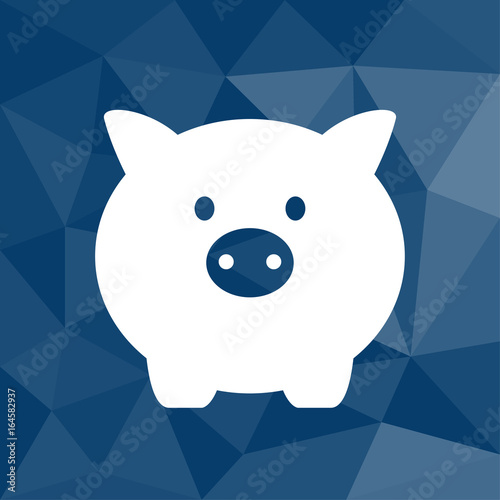 Sparschwein - Icon mit geometrischem Hintergrund blau