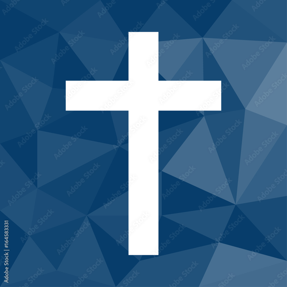 Kreuz - Icon mit geometrischem Hintergrund blau