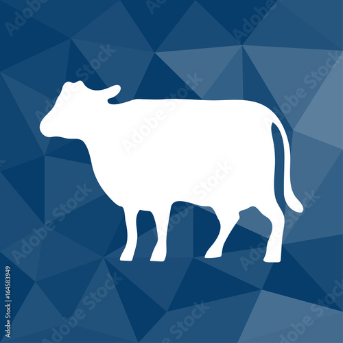 Kuh - Icon mit geometrischem Hintergrund blau