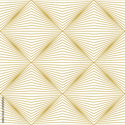 Geometric optical illusion structure in gold. Seamless vector pattern