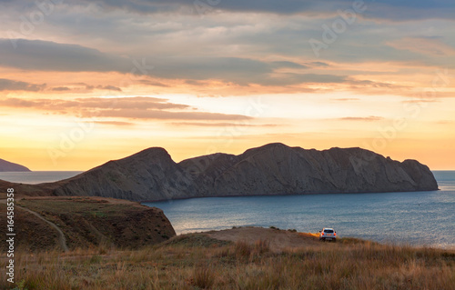 The dawn sun over the Cape Chameleon in the Crimea Peninsula