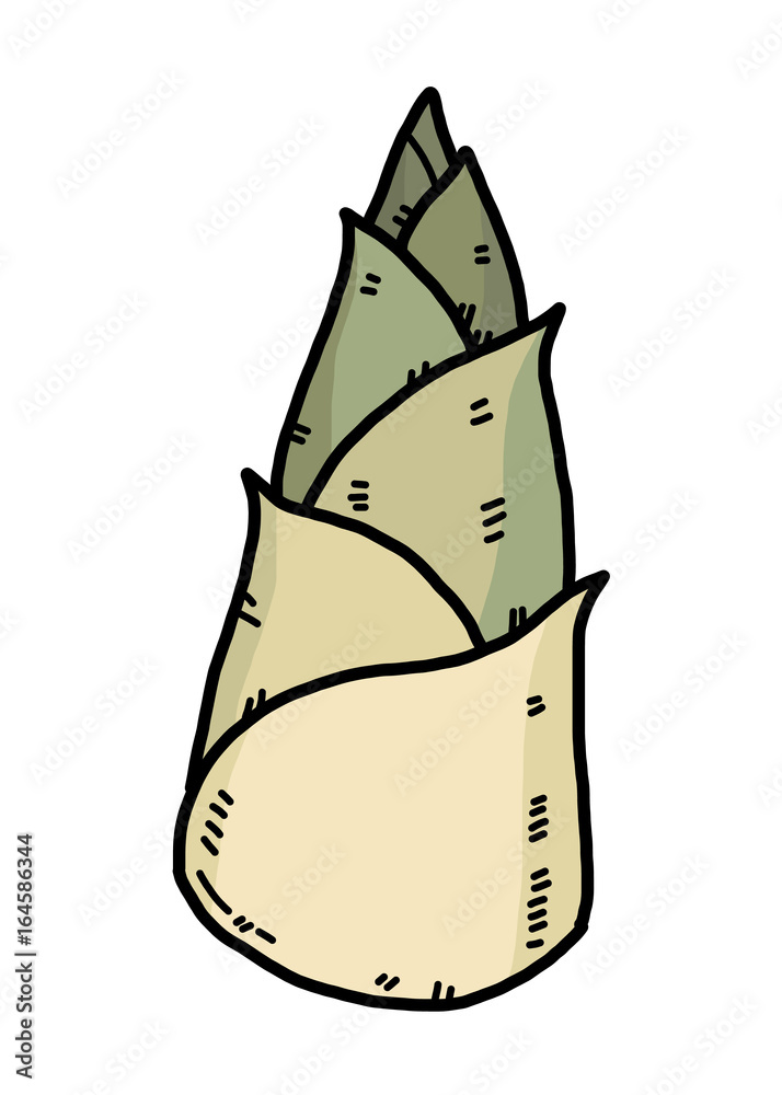Obraz premium bamboo shoot / cartoon vector and illustration, hand drawn style, isolated on white background.