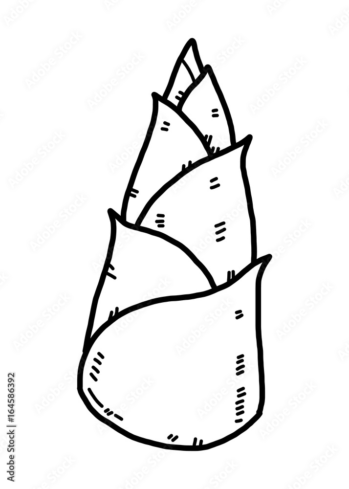 bamboo shoot / cartoon vector and illustration, black and white, hand